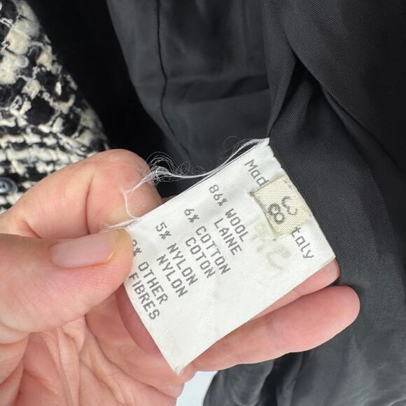 Dei Tre for Holt Renfrew Black & Cream Tweed Long Jacket — Made in Italy - Picture 7 of 8